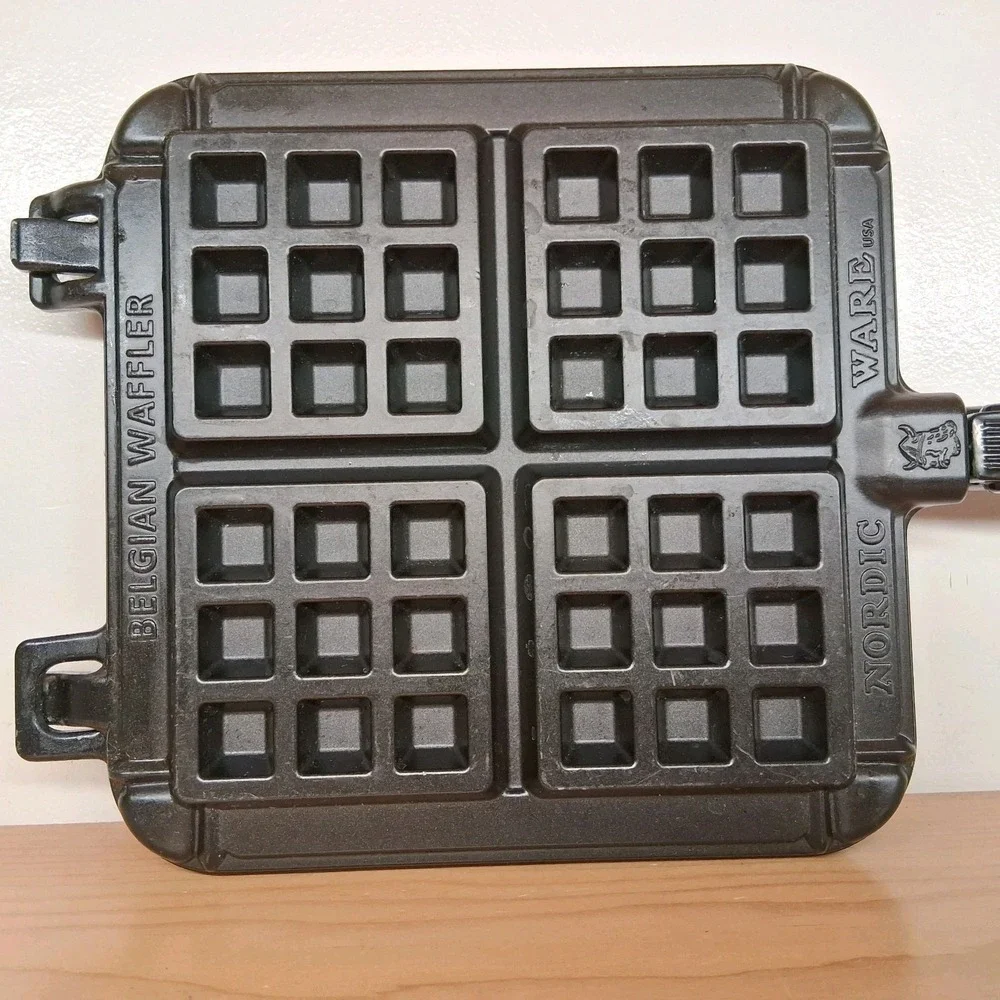 Nordic Ware Belgian Waffler Cast Aluminum‎ Stove Top Waffle Iron USA Made